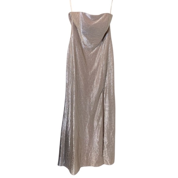 NWT HAYLEY PAIGE OCCASIONS 52301 Dress Rose/Silver Strapless Maxi Sz 12 - Picture 1 of 8